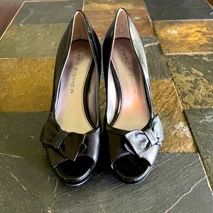 Marc Fisher open toe heels with bow